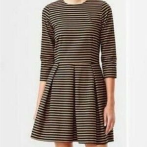 GAP Black and Tan Striped Long Sleeve Dress